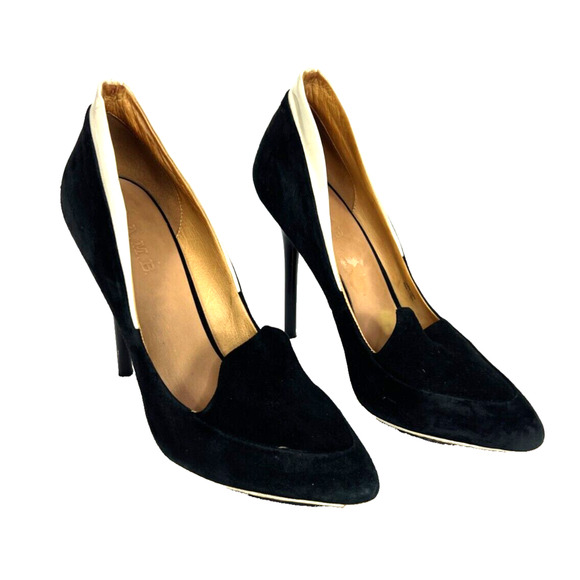 L.A.M.B. Womens 10M Black Suede Pointed Toe Slip On Leather Sole Stiletto Heels - Picture 1 of 8